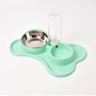 

Strong ABS pet feeder for drinking water Pet stainless steel container dual-use feed small dog cat product