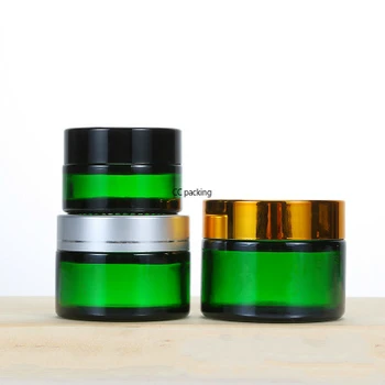 

Travel Empty 20g 30g 50g clear brown green Glass Jars cosmetic balms oils beauty creams pots with black silver/gold screw cap