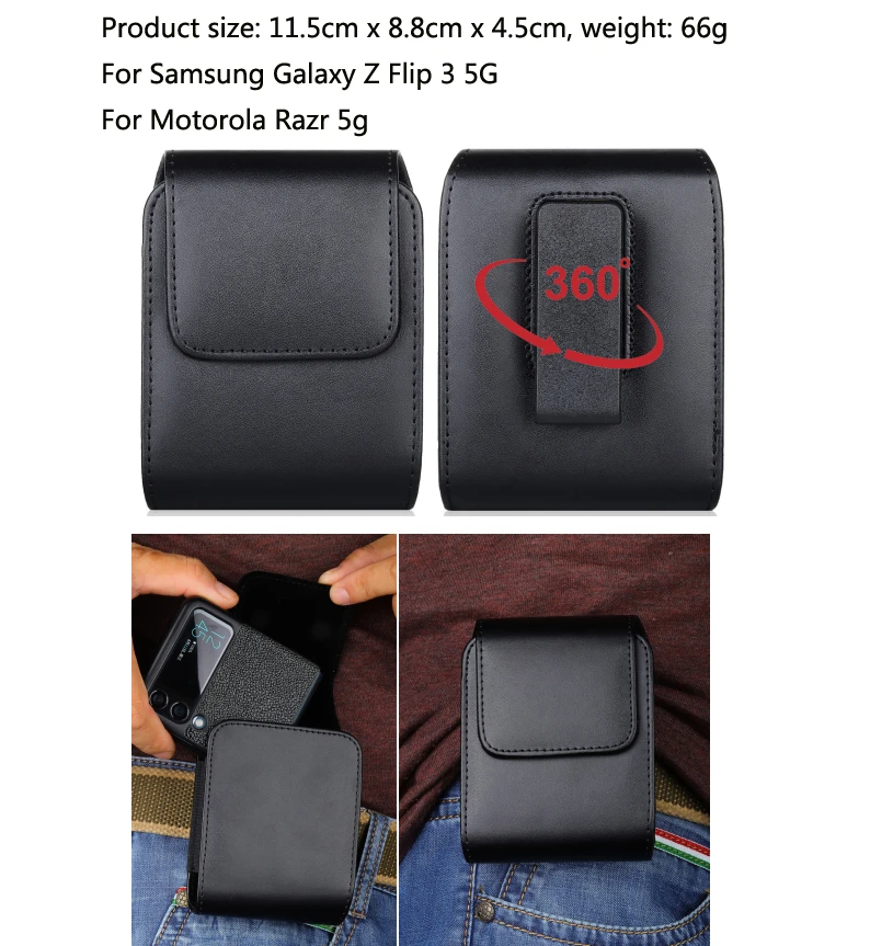 For Samsung Galaxy Z Flip 4 3 2 5g Belt Clip Holster Case Cover For Galaxy Z Flip 5g Pu Leather Waist Bag For Motorola Razr 5g Phone Pouches Aliexpress