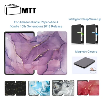 

MTT Marble Texture Tablet ase For Amazon Kindle Paperwhite 4 10th Generation 2018 PU Leather Magnetic Flip Stand Smart Cover