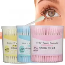 200 шт одноразовые двухконцевые палочки для снятия макияжа ватные тампоны принадлежности для ухода за кожей Красота и здоровье