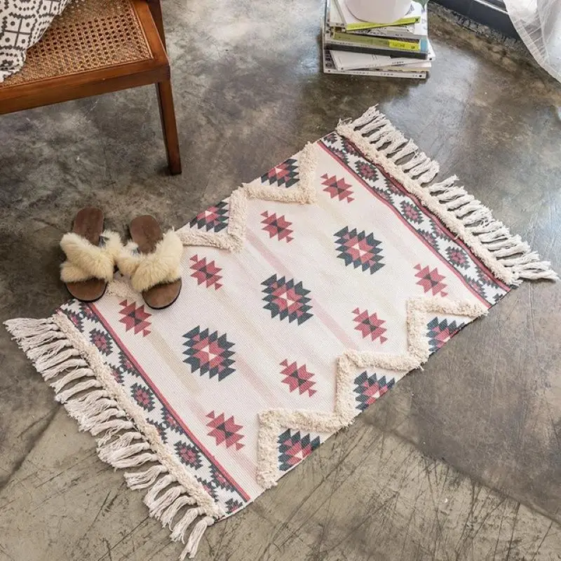 Braided Tassels Decorative Sofa Rugs kitchen Bedside Area Rug Soft Machine Wash Bath Mat Living Room Carpet | Дом и сад