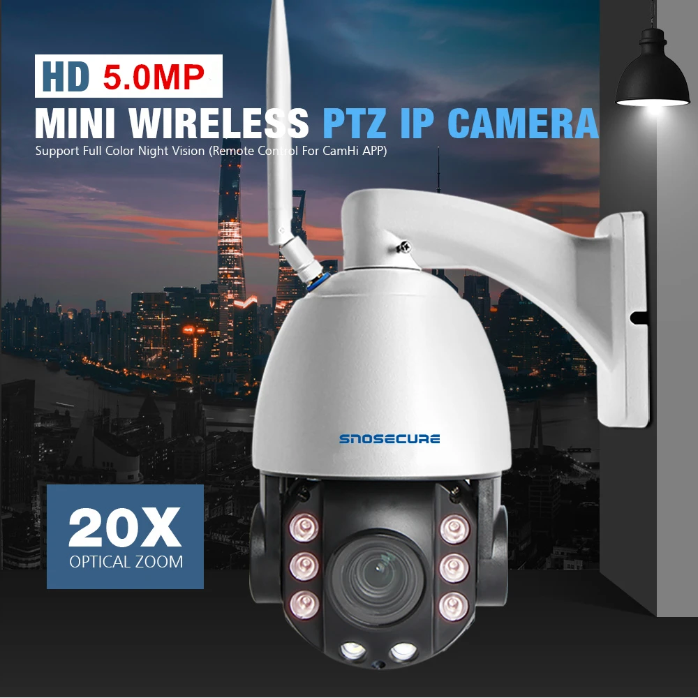 SNOSECURE 5MP 20X зум HD IP CCTV камера POE WiFi водонепроницаемый открытый WiFi PTZ Безопасности Беспроводной ИК-камера PTZ скорость купол Onvif