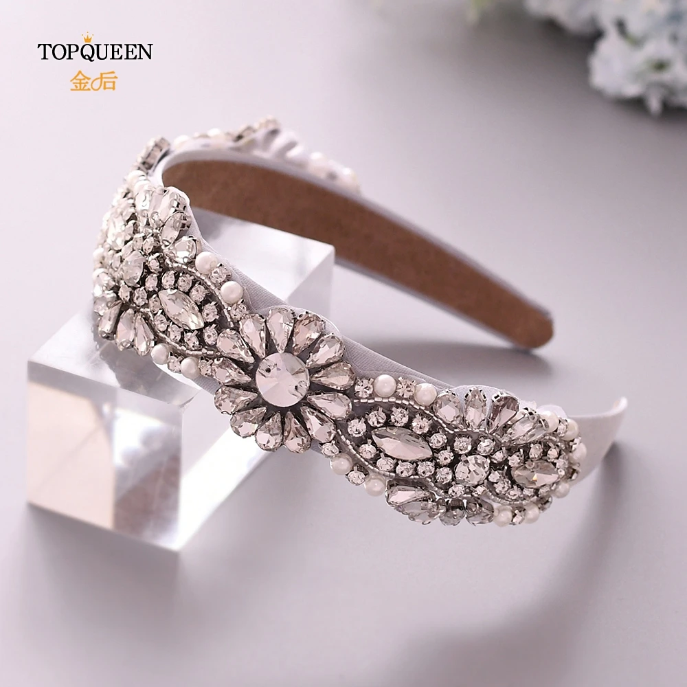 TOPQUEEN S237-FG Свадебные Стразы broque головная повязка свадебная тиара головные уборы серебряные стразы головная повязка Свадебные украшения для волос