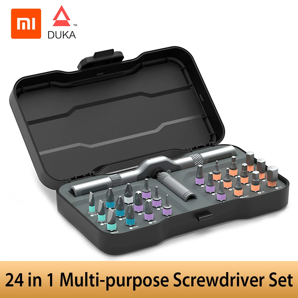 

Xiaomi DUKA RS1 Screwdriver Set 24 in 1 Multi-purpose Ratchet Wrench Screwdriver S2 Magnetic Bits Tools Set DIY Repair Toolbox