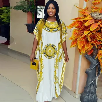 

African Print Long Dashiki Dress Batwing Sleeve Plus Size Ladies Casual Maxi Dress Women Clothing Fashion Robe Africaine Femme