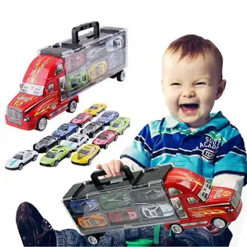 

1:43 Diecast Vehicle Metal Alloy Car Model Plastic Truck 12PCS/lot Mini Metal Track Toys Kit Kid Toys Gift