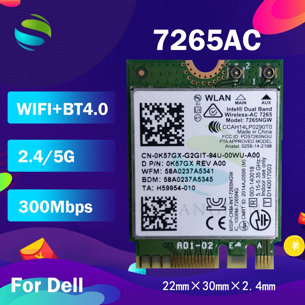 卸売デュアルバンドワイヤレス ac 7265NGW ac 7265NGW 7265AC 867 150mbps 2X2 ngff ...