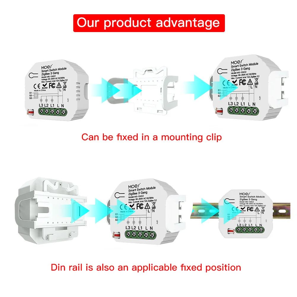 Tuya Smart ZigBee3.0 Switch Module Smart Dimmer Curtain Switch Smart Life App Re
