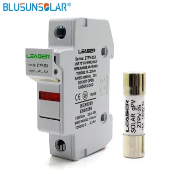 

PV Solar 10a 12a 15a 20a 30a Fuse 1000V DC Fusible 10x38 gPV, with LED Fuse Holder for Solar System Protection