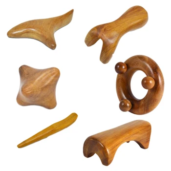 

6Pcs/Set Natural Fragrant Wood Scraping Massage Acupuncture Finger Pressure Spa Therapy Paste Treatment Muscle Relaxation Scrapi