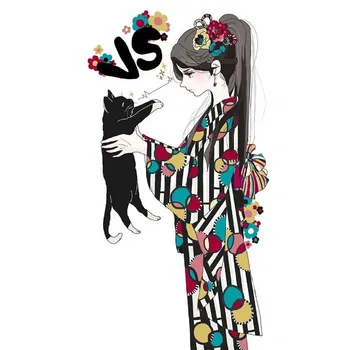 

New Full Drill Art Diamond Painting Cute Teenage Girl And Cat DIY Mosaic Diamond Embroidery Home Decoration Valentines Day Gifts