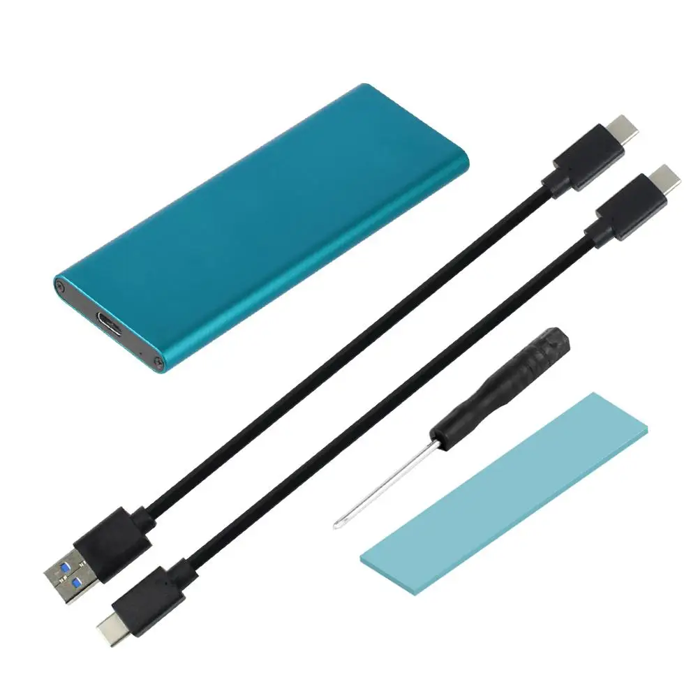 Синий Корпус для жесткого диска чехол USB3.1 type-C для M.2 NVMe PCIE SSD Box твердотельный накопитель 2 кабеля 10 Гбит/с M2 PCI-E M/M& B Поддержка ключей 4 ТБ 2280 - Цвет: Синий