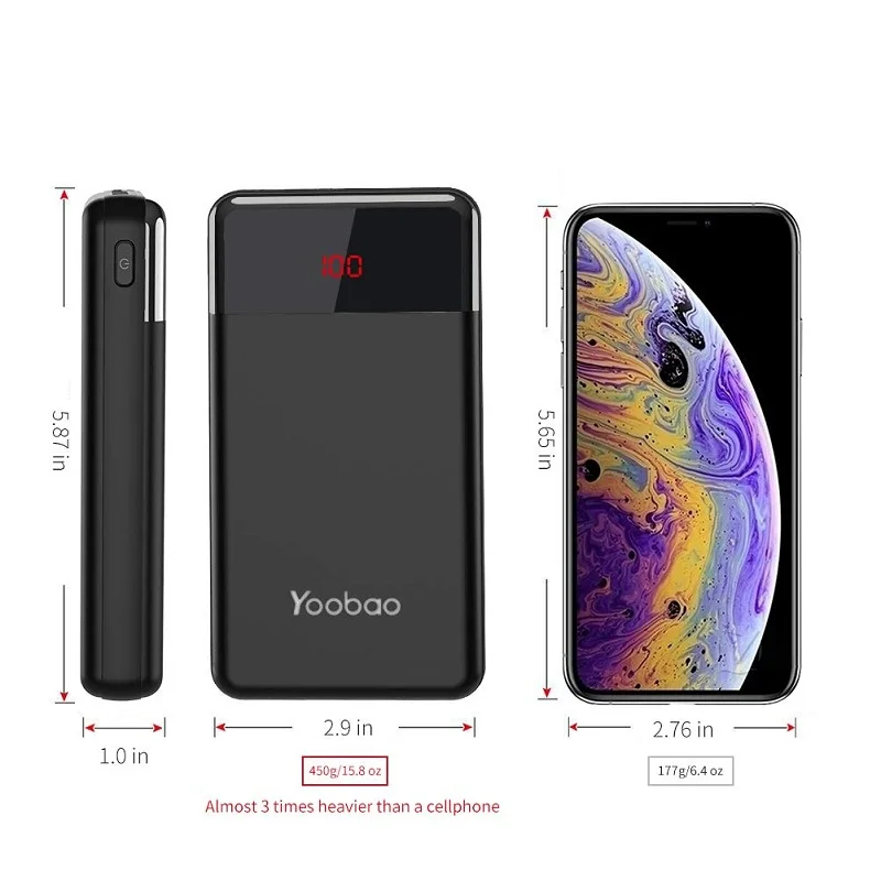 Yoobao power Bank 20 Вт 20000 мАч для IPhone портативное Внешнее зарядное устройство цифровой дисплей для Xiaomi huawei P20 power bank