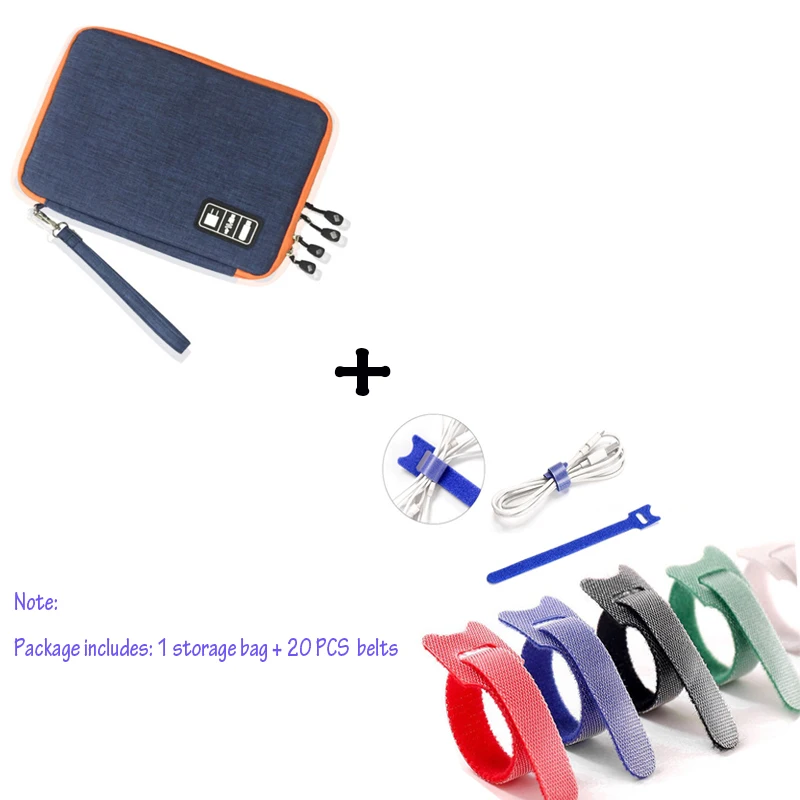 TUUTH дорожный кабель для хранения сумка Органайзер электронный цифровой водонепроницаемый iPad органайзер USB кабель для передачи данных и зарядки провода - Цвет: Blue-M-Set