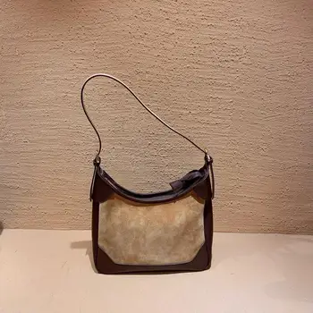 

New high quality leather fashion trend simple double back double shoulder with cowhide underarm bag portable women's bag
