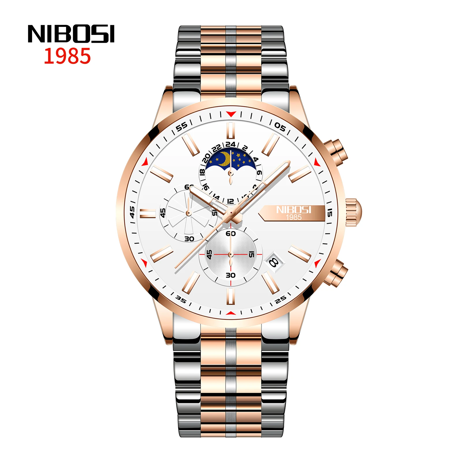 2021 New NIBOSI Brand Fashion Watch For Men Quartz Sports Stainless Steel Waterproof Chronograph Mens Watches Relogio Masculino 
