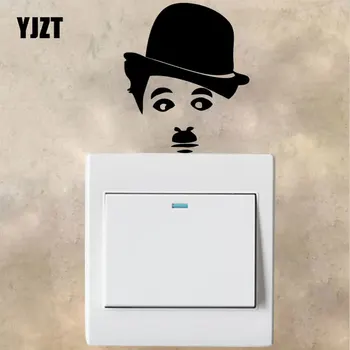 

YJZT Chaplin Face Comedian Bedroom Vinyl Light Switch Sticker Home Decor Wall Decal S18-0035