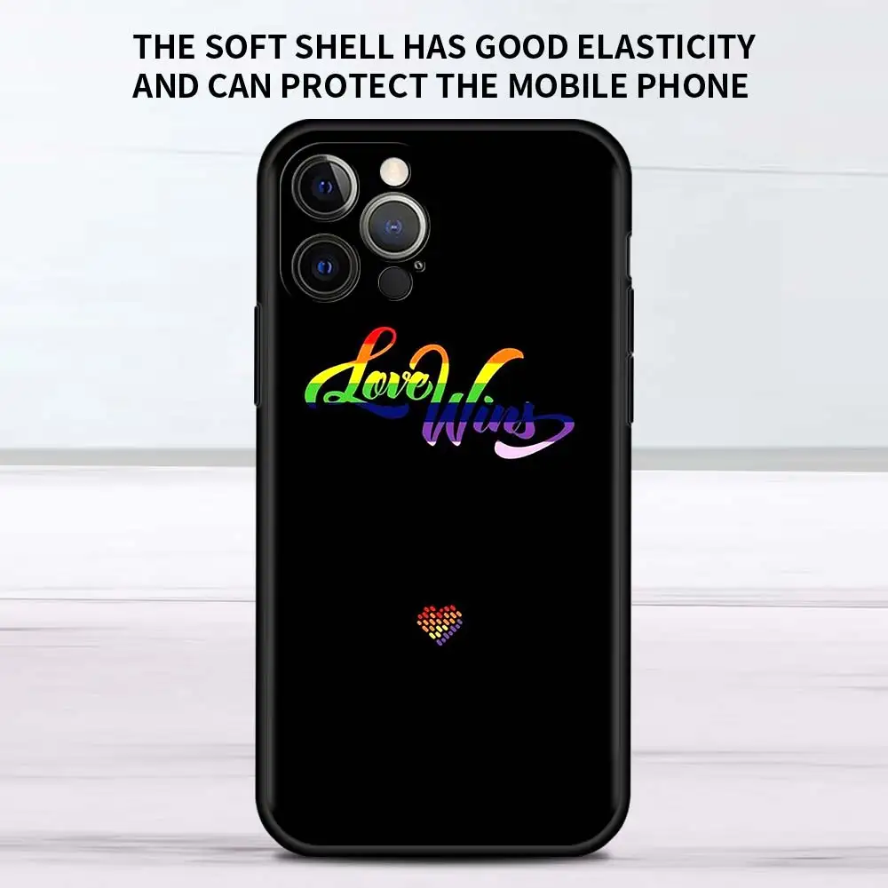 Gay Lesbian Lgbt Rainbow Pride Case For Apple iPhone 11 13 12 Pro 7 XR X XS Max 8 6 6S Plus 5 5S SE 2020 13Pro Black Phone Cover case iphone 13 pro max