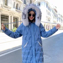 Зимние новые женские хлопковые куртки для катания на лыжах Женские повседневные длинные парки с капюшоном на молнии для отдыха синяя тонкая теплая Толстая Лыжная куртка