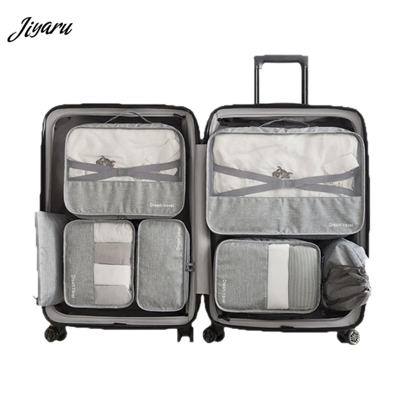 Jiyaru 7 шт. дорожные сумки наборы водонепроницаемый куб для упаковки портативная одежда сортировочный Органайзер багажные аксессуары продукт