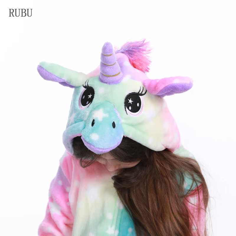 Winter Adult Kigurumi Pajamas Unicorn For Children Baby Girls Pyjamas Boys Sleepwear Animal Licorne Onesie Kids Costume Jumpsuit