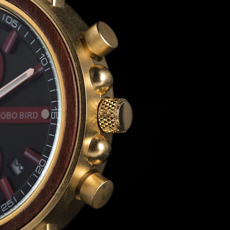 Relojes homb BOBOBIRD деревянные часы мужские персонализированные хронограф военный Секундомер Мужские часы Показать дату Рождественский подарок на заказ