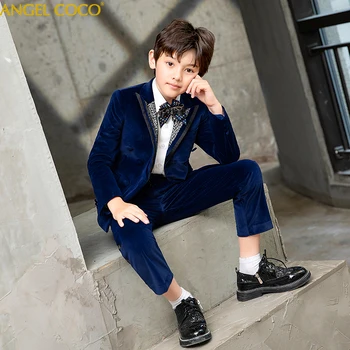 

Boys Suits 4piece Set Handsome Velvet Children'S Suit Boy Dress Catwalk Boys Suits For Weddings Party Prom Suit Terno Infantil