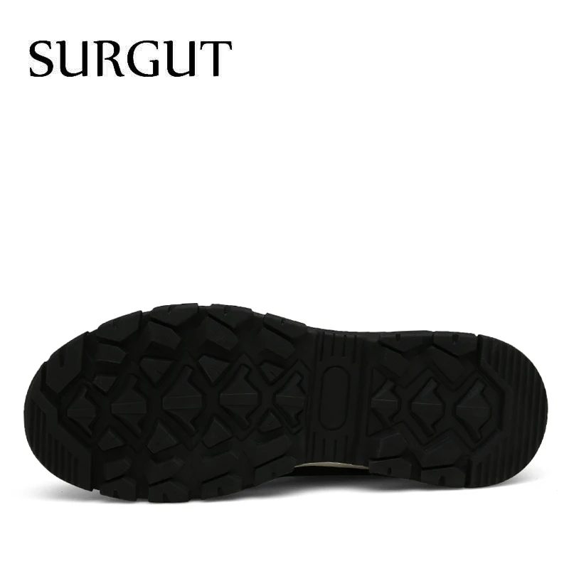 SURGUT Winter Men Boots New Waterproof Work Shoes With Fur Plush Warm Snow Boots Male Outdoor High Top Casual Boots Sneaker