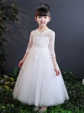 Длинное платье с цветочным узором для девочек на свадьбу, vestidos de primera comunion, детское платье для первого причастия, Пышное Бальное Платье для девочек - Цвет: 1