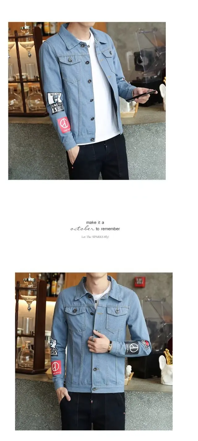 New Style Autumn Denim Jacket Men Slim Fit Vintage Jeans Coat Young MEN'S Korean-style Cowboy Clothing Fashion Man