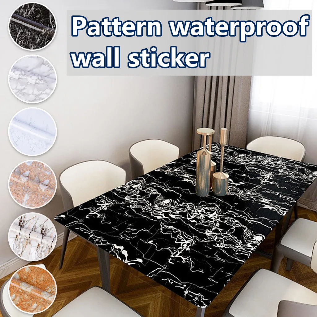 Marble Look Waterproof Wall Stickers Gold Self-Adhesive Tile Sticker Roll Wallpaper Tape Strip Floor Decoration | Дом и сад