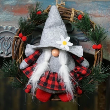 

Christmas Wreath Swedish Gnome for Front Door 10 Inch Scandinavian Tomte Santa Ornaments Window Home Party Decorations