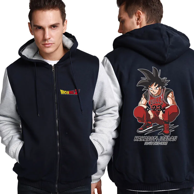 New Arrival Hoodies& Sweatshirts Anime Dragon ball Thick Hoodie Son Goku Sun Wukong Winter Tracksuit Fleece Mens