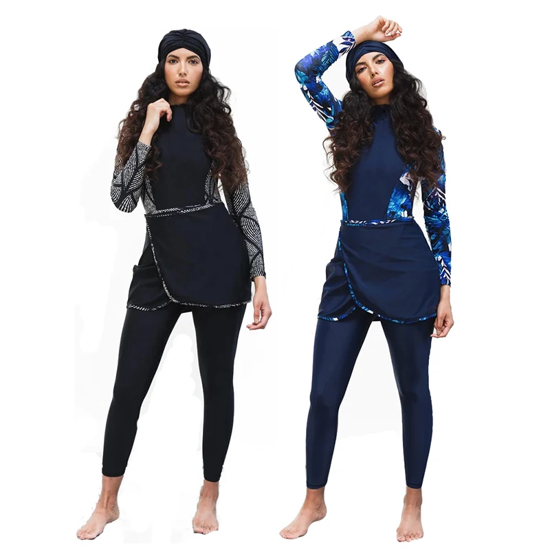 PEIFU-2020-Muslim-Swimwear-Women-Modest-Patchwork-Hijab-Long-Sleeves-Sport-Swimsuit-3pcs-Islamic-Burkinis-Wear
