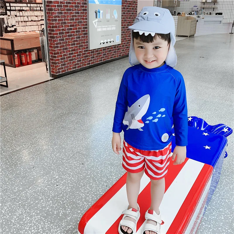 Kids Swimsuit Baby Toddler Boy Children Swimming Suit Long Sleeve UV Protection Shark Child Bathing Clothes for Boys Beach Wear
