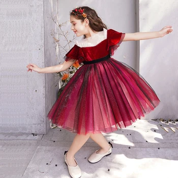 

2019 Winter New Year Gift Red Christmas Tutu Dress Girl Kids Dresses For Girls Clothes Gown Party Wedding Princess Dress Elegant