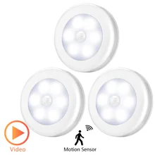 1 шт. 6 светодиодный PIR датчик движения тела настенный светильник светодиодный ночной Светильник батарея для шкафа, лестницы, подвала прихожей настенный шкаф Luminarias