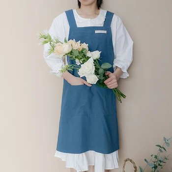 

2020 Japanese Korean Simple Apron Cotton Linen Apron Coffee Shops Flower Shops Work Cleaning Aprons Washing for Women
