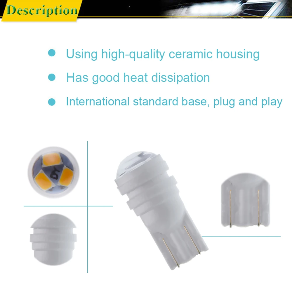Светодиодная лампа T10 W5W 2835 3 Smd для автомобиля 2/5 шт. автомобильная керамическая