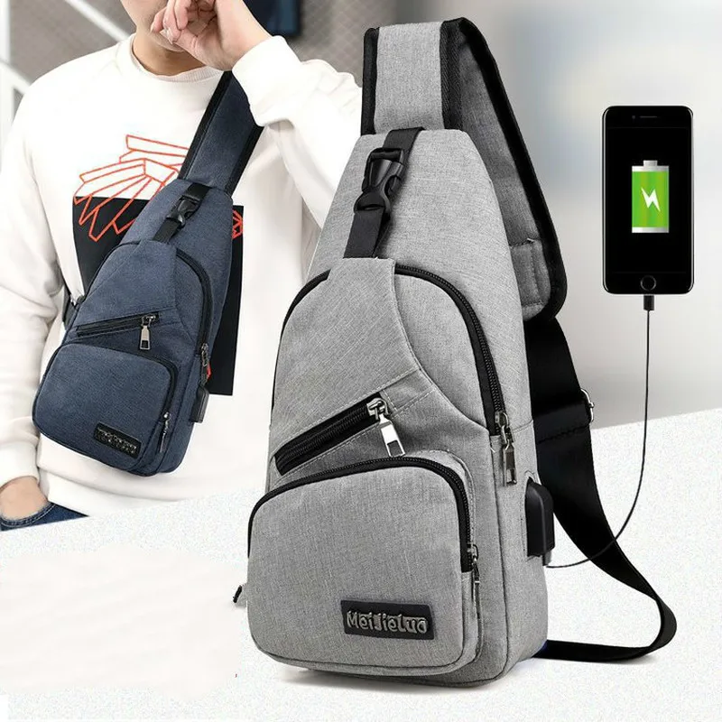

Male Shoulder Bags USB Charging Crossbody Bags Men Anti Theft Chest Bag School Summer Short Trip Messengers Bag 2019 New Arrival