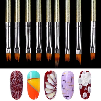 

9Pcs/set Nail Art Brush Gradient Acrylic Painting Brush Set UV Gel Flower Drawing Pen Manicure Nail Art Polish Pen Tools
