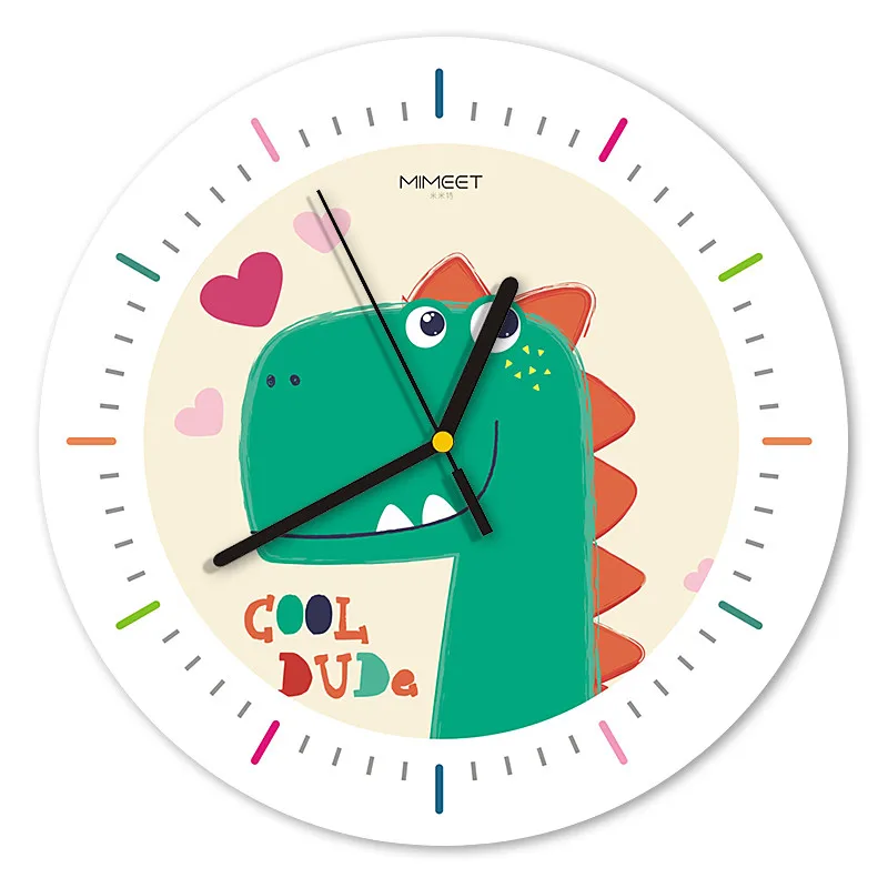 12 дюймов Nordic динозавр настенные часы мультфильмы Творческий Детская комната часы Спальня модные милые бесшумные настенные часы - Цвет: B