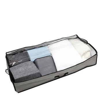 

Creative 2Pcs Foldable Blankets Clothes Storage Bags With Transparent Waterproof Layer Breathable Zippered Organizer