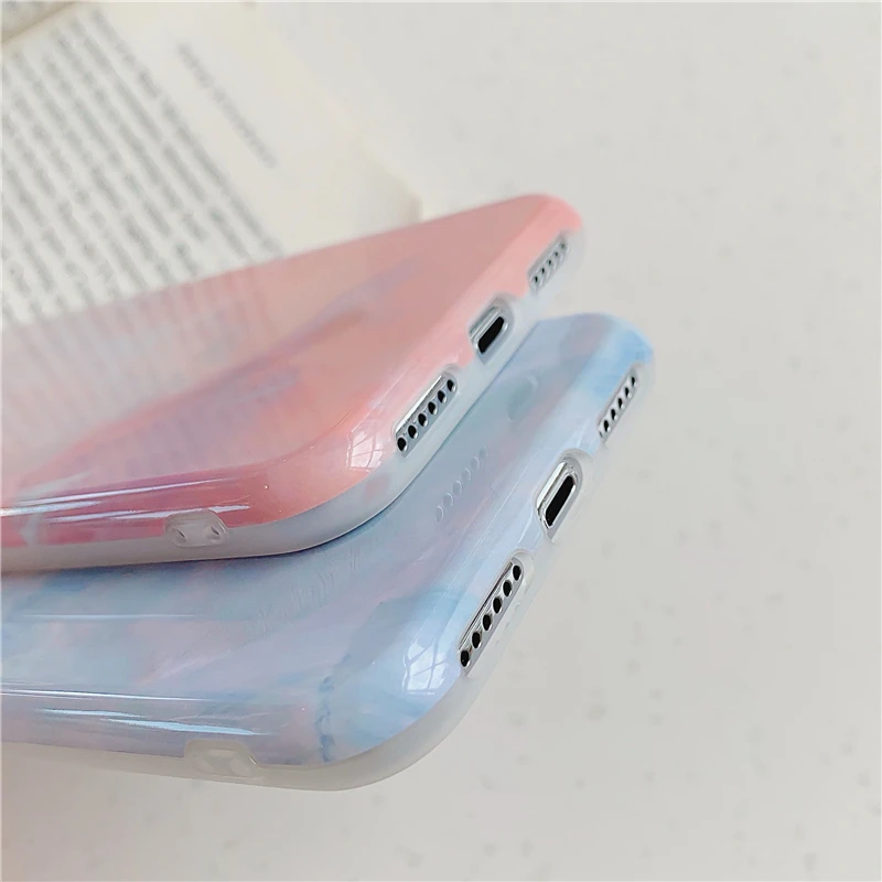 Градиент цвета конфеты мраморный футляр с камнями для iphone XS Max чехол для телефона для iphone 11promax 7 8 Plus 6 X XR задняя крышка с кольцом