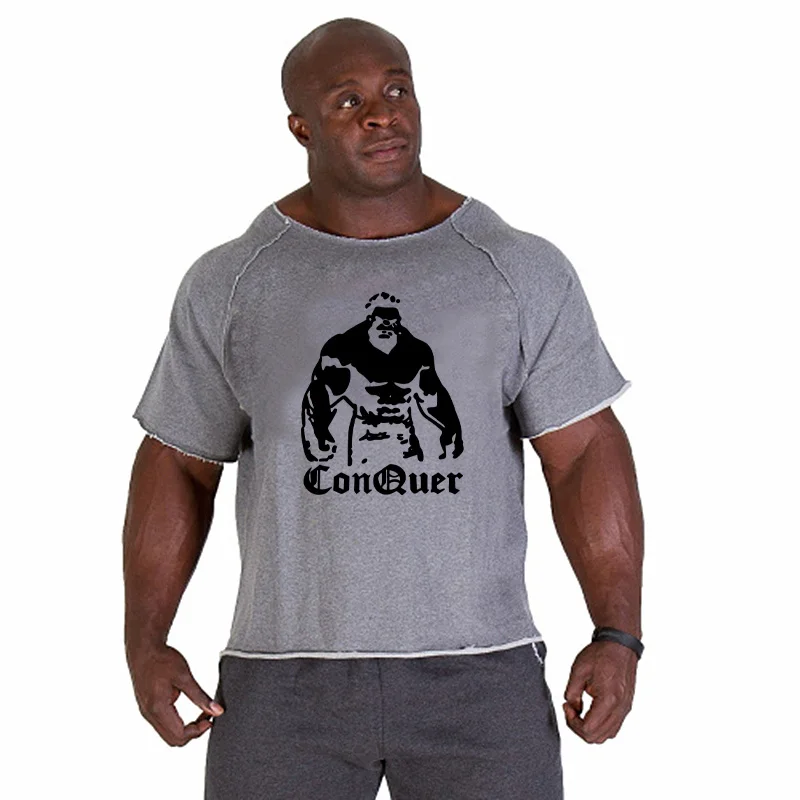 Мужские футболки для фитнеса, бодибилдинга, гориллы, одежда, рубашка с рукавом "летучая мышь", тряпичная футболка, для спортзала, фитнеса, мышц, бега, футболка - Цвет: 29