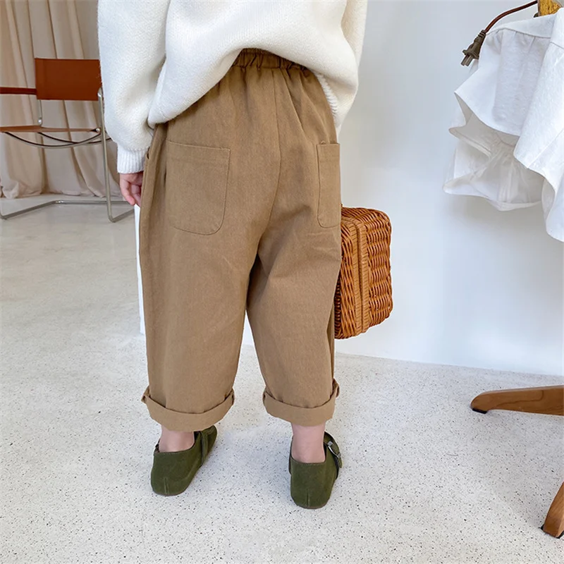 Korean style spring boys and girls solid casual pants unisex fashion loose all-match trousers for kids clothes girls pants,boys pants,kids pants,girls trousers