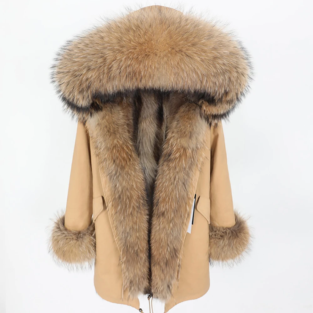 

Maomaokong2019 fashion women's clothing Pike Fur Coat Winter jacket Real raccoon fur collar Natural raccoon fur lining long coat