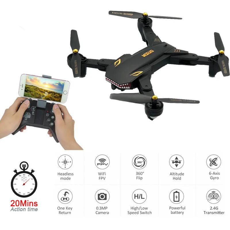 Селфи Дрон широкоугольный 2-мегапиксельная HD камера WiFi FPV однокнопочный возвратный Квадрокоптер 3D переворачивает Безголовый режим RC вертолет Дрон игрушки подарок