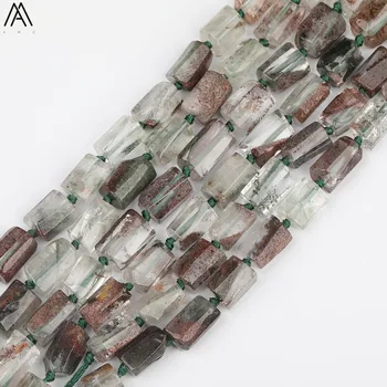 

Full Strands Natural Green Phantom Quartz Crystal Rectangle Loose Beads Pendant Necklace Handmade Jewelry Making XT-07AMCE